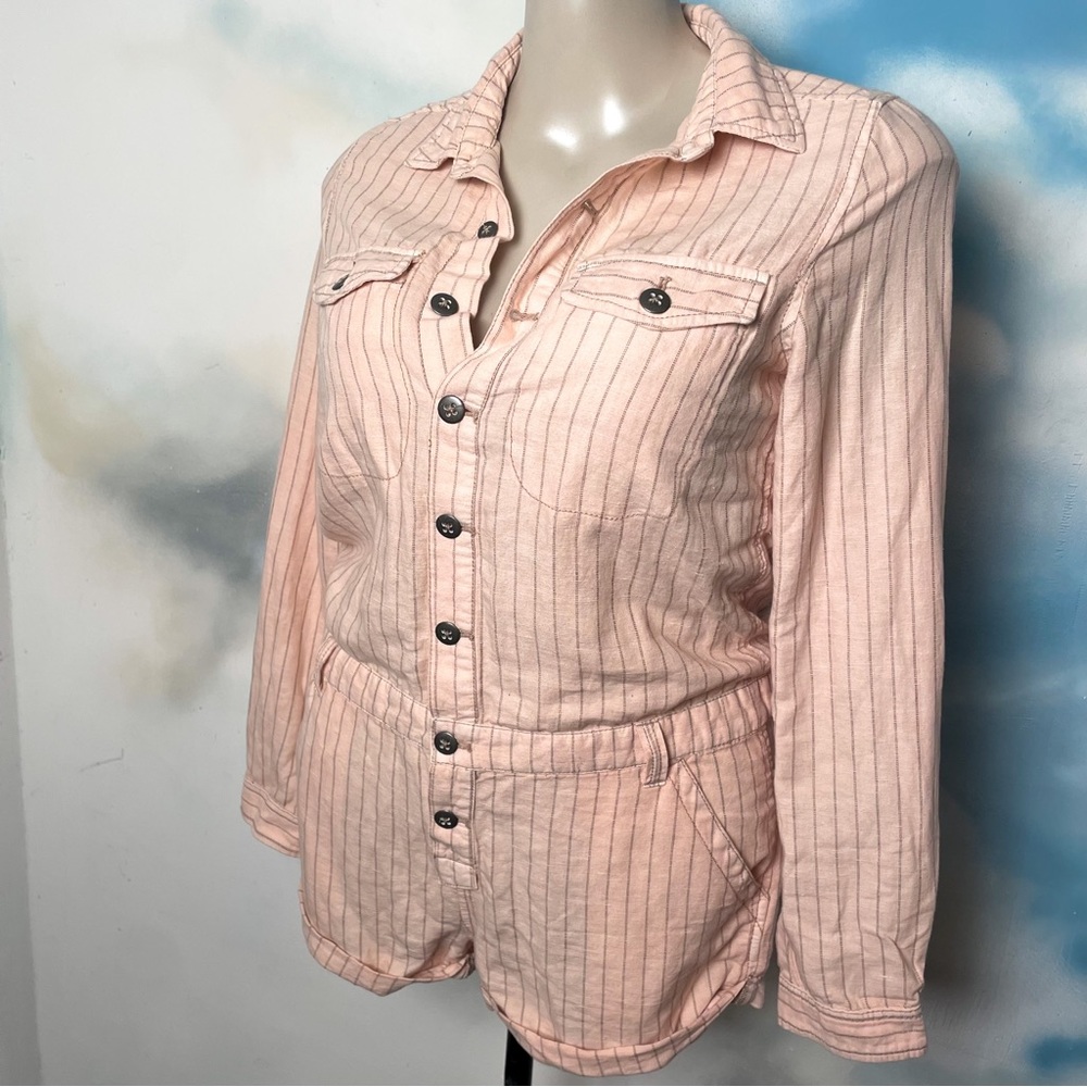 Pink Striped Women's Long-Sleeve Jumpsuit